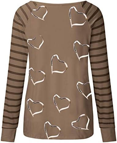 PATOPO Bluz Kadınlar Için Moda 2022 sevgililer Günü Aşk Kalp Baskı V Boyun Uzun Kollu Tunik Üstleri Gevşek Bluz Gömlek Tee