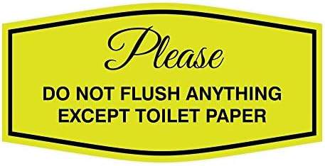 Fantezi Lütfen Tuvalet Kağıdı İşareti (Siyah/Beyaz) Dışında Hiçbir Şeyi Yıkamayın - Orta