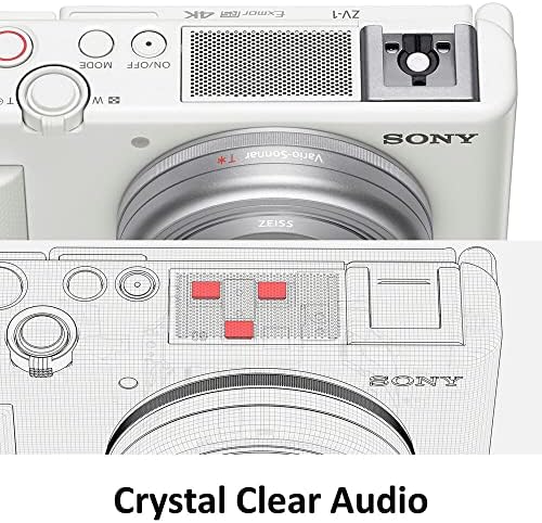 Sony ZV-1 Dijital fotoğraf Makinesi (Beyaz) Başlangıç Vloglama Kiti ile. Içerir: 64 GB Extreme Hafıza Kartı, Rüzgar Ekran ve