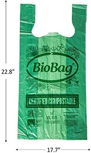 BıoBag (ABD) %100 Sertifikalı Kompostlanabilir Alışveriş Çantaları, 20 lb Kapasite, 10 Galon 500 Sayım, Büyük Boy Alışverişçi,