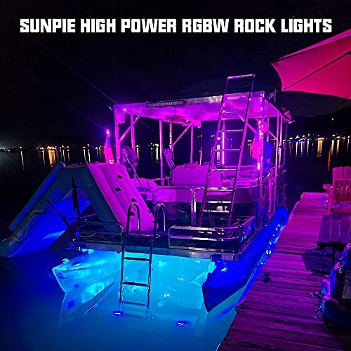 SUNPIE RGBW LED kaya ışıkları 6 bakla ile teller, su geçirmez müzik modu / 20 renk değiştirme modları / APP ve Uzaktan Kumanda