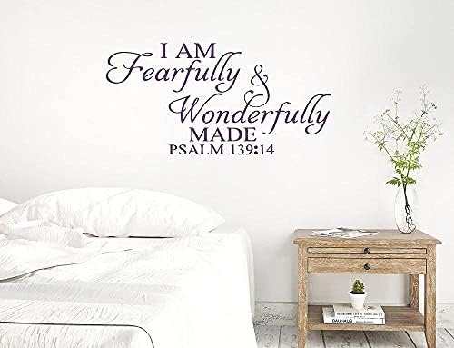 Klasik Duvar Sticker Boyutu 46X24 inç Ben Korkunç ve Harika Yapılmış Mezmur 139: 14 inç Hıristiyan İncil Ayet Kutsal Duvar