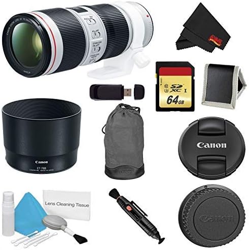 Canon EF 70-200mm f/4L ıs II USM Lens Paketi w/ 64GB Hafıza Kartı + Aksesuarlar (Uluslararası Model)