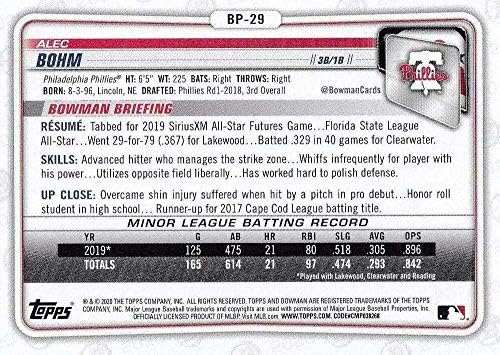 2020 Bowman Umutları BP-29 Alec Bohm Philadelphia Phillies MLB Beyzbol Kartı NM-MT