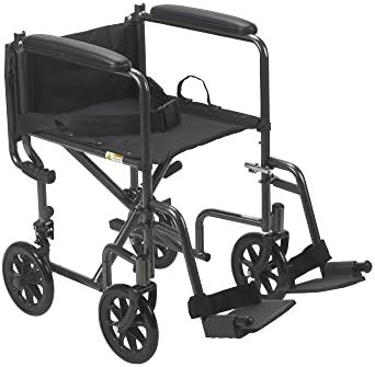 Drive Medical TR39E-SV Hafif Katlanır Taşıma Tekerlekli Sandalyesi, Salıncaklı Ayak Dayamalı, Gümüş
