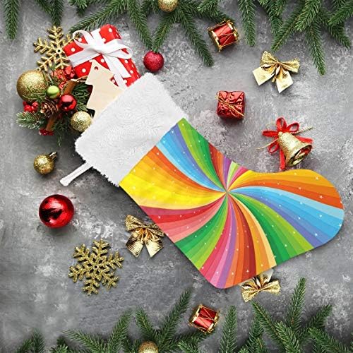 YUEND Aile Tatil Noel Partisi Süslemeleri için Klasik Kişiselleştirilmiş Noel Stocking Kitleri ile Beyaz Peluş Trim Büyük Soyut