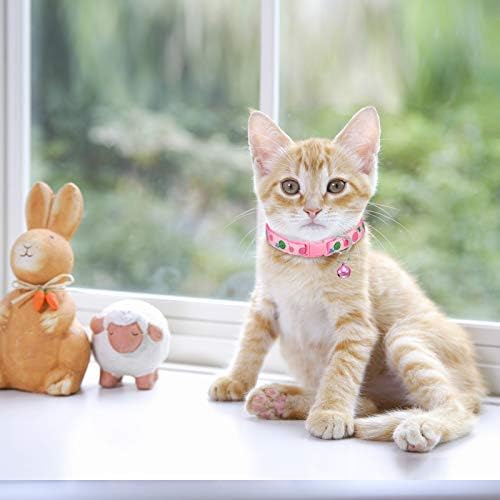 Frienda 6 Parça ile Kedi Yaka Çan Ayarlanabilir Ayrılıkçı Yavru Yaka Kalp Desen Kedi Yaka Lolipop Kedi Yaka için Kitty
