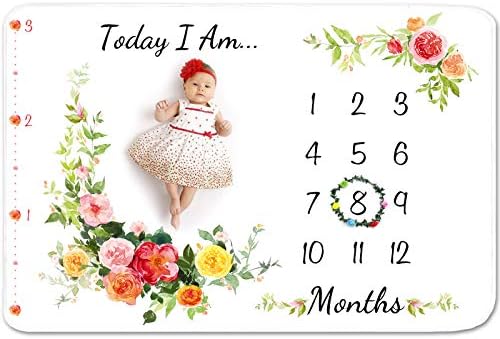 Bebek Aylık Milestone Battaniye Kız Çiçek Fotoğraf Arka Plan Battaniye Yumuşak Peluş Flanel Battaniye Bellek Fotoğraf Backdrop