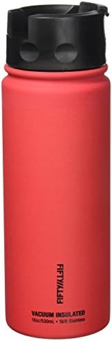 ELLI/ELLI V18004RD0 18 oz Kırmızı Çift Duvar Vakum Yalıtımlı Paslanmaz Çelik Su Şişesi / Seyahat Kahve Kupa, (Geniş Ağız Çevirme