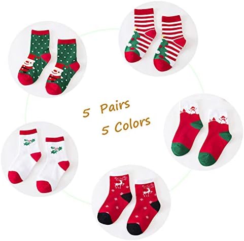 Noel Çorap Çocuk Çorap noel Hediyesi Çocuk Çorap Çocuk Erkek Kız için 5 Pairs