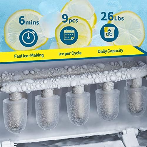 Taşınabilir Buz Makinesi Makinesi için Tezgah Buz Küp makinesi Makinesi, 9 Buz Küpleri Hazır 8-10 Dakika içinde Scoop ve Sepet