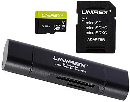 SD Adaptörlü ve Hepsi Bir Arada Okuyuculu Unirex 64GB U3 microSD Kart, SDXC, SDHC, SD, microSDXC, microSDHC, microSD | Dizüstü