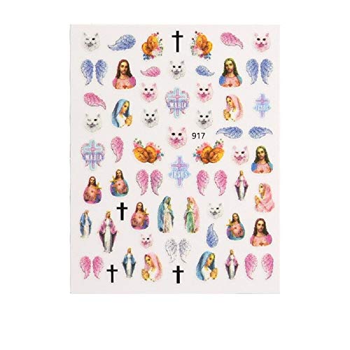 Tırnak Çıkartmalar Çıkartması Meryem İsa Desen Nail Art Süslemeleri Melek Cupid Sticker Manikür Sevgililer İçin Gül Tırnak
