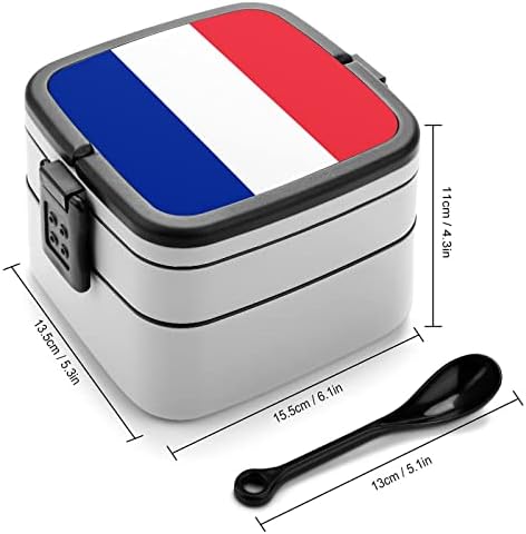Fransa bayrağı Baskı All İn One Çift Katmanlı Bento Kutusu Yetişkinler için / Çocuk Öğle Yemeği Kutusu Kiti Yemek Hazırlık