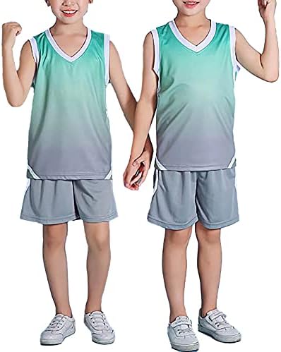 Yeahdor Çocuk Boys Atletik Jersey Activewear Basketbol Eğitim Kıyafetler V Yaka Spor Tank Tops ve Şort