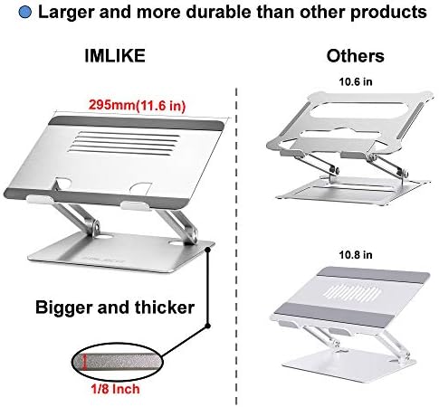 IMLIKE Laptop Standı Ayarlanabilir Yükseklik: Ergonomik Alüminyum Bilgisayar Yükseltici Masası için ısı dağılımı ile Katlanabilir