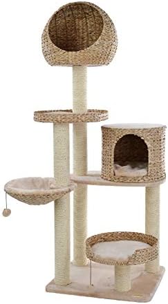 Kedi Ağaçları Kedi Tırmanma Çerçeve Cattail Dokuma Kedi Evi Çok Katmanlı Kedi Atlama Platformu Kulesi Rahat Pet Aktivite Merkezi
