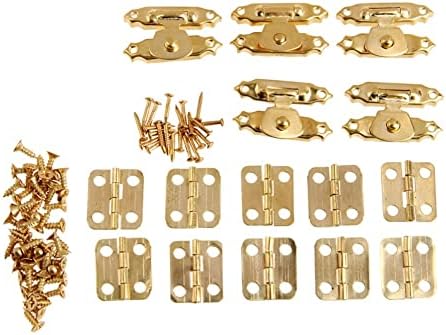 15 adet / grup Vintage Altın Yuvarlak Menteşeler Demir Dekoratif + Antika Mandalı Hasps Mücevher Kutusu Geçiş Kilit Mobilya