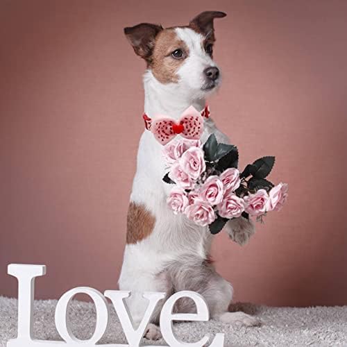 azuza Sevgililer Günü Köpek Tasması Çıkarılabilir Sevgililer Papyon Köpek Tasması Güzel Kırmızı Kalp Desenli Bahar Köpek Tasması