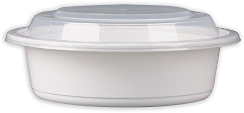 SafePro 9 oz. Şeffaf Kapaklı Beyaz Yuvarlak Mikrodalga Konteyner, Öğle Yemeği Bento Kutusu, Paket Konteynerler (50'li Kasa)