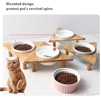 Kedi kase Yavaş Besleyici Su Gıda Yükseltilmiş Kase Kedi besleme istasyonu