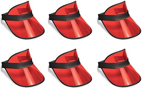 Beistle 12 Parça Temizle Kırmızı Plastik Bayi Visor Şapka Casino Tema Parti Malzemeleri İçin