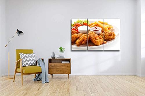 Kızarmış Tavuk Nuggets, patates Kızartması ve Sebze Buffalo Kanatları Tuval Üzerine Baskı Duvar Yapıt Modern Fotoğraf Ev Dekor