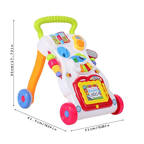 Güvenli Erken Öğrenme Bilim Eğitim Hediye Push & Pull Oyuncak, Sit-to-Stand Bebek Oyuncakları Yürüteç Arabası, Çocuklar için