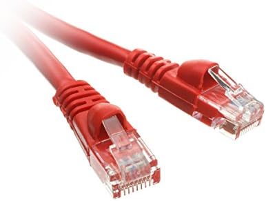 C & E 2 ayaklar cat6 AWG24 Snagless Kalıplı Önyükleme Ethernet Yama Kablosu Kırmızı