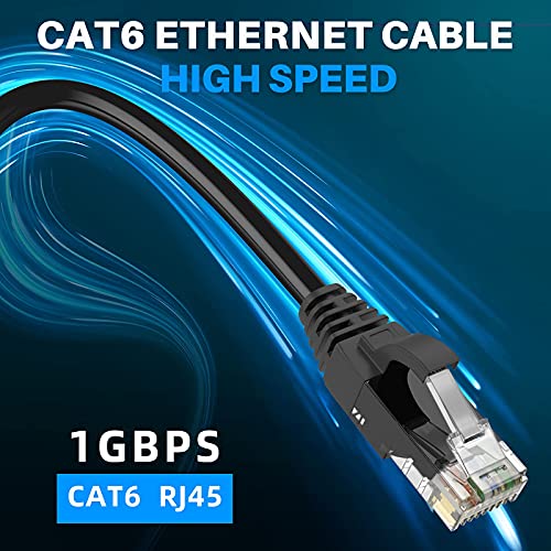 Cat6 Ethernet Kablosu 200 Feet/Siyah, Tapeen Yama Kablosu (25ft ila 250ft), Cat 6 Yüksek Hızlı Ağ LAN UTP RJ45 İnternet Kablosu,