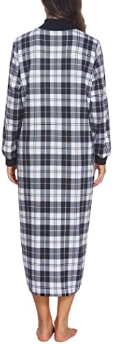 Ekouaer Kadınlar Fermuar Robe Uzun Kollu Loungewear Hafif Housecoat Tam Boy Gecelik Cepler ile