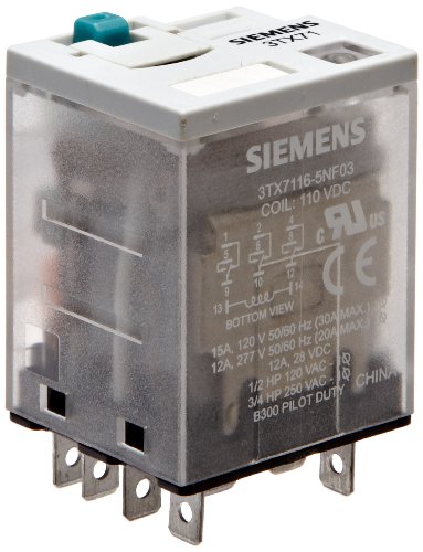 Siemens 3TX7116-5NF03 Premium Plug In Relay, Kare Taban, Dar, Mekanik Bayrak, Teste Bas, Kapıyı Kilitle, LED, 3PDT Kontaklar,