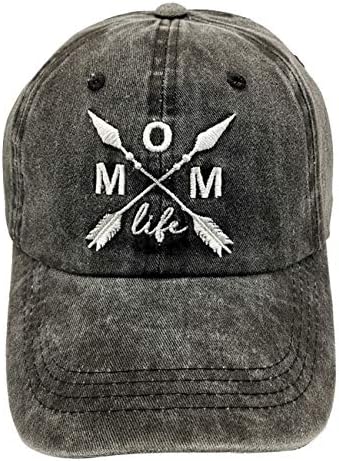 LOKIDVE kadın Anne Hayat Baba Şapka İşlemeli Sıkıntılı Denim Beyzbol Şapkası