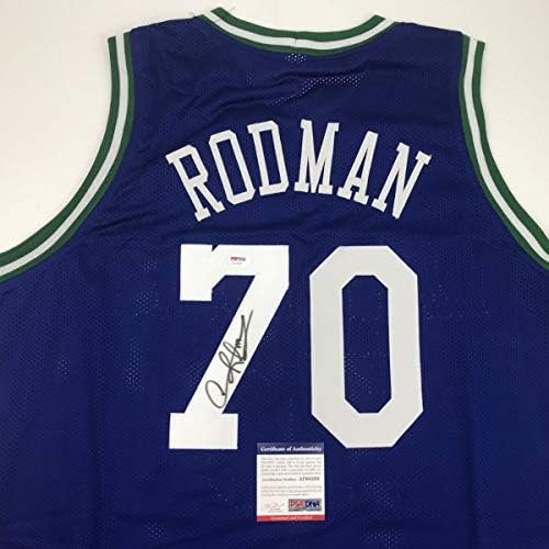 İmzalı / İmzalı Dennis Rodman Dallas Mavi Basketbol Forması PSA / DNA COA