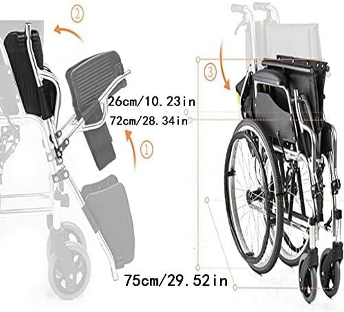 xınbao Manuel Tekerlekli Sandalye Katlanır Taşınabilir Yaşlı Manuel Scooter Takviyeli Alüminyum Alaşımlı Tekerlekli Sandalye
