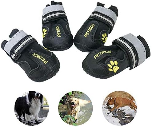GLE Köpek Ayakkabı Su Geçirmez Köpek Kar Botları Yansıtıcı Sağlam Kaymaz Taban ile Orta Büyük Köpekler için 4 ADET