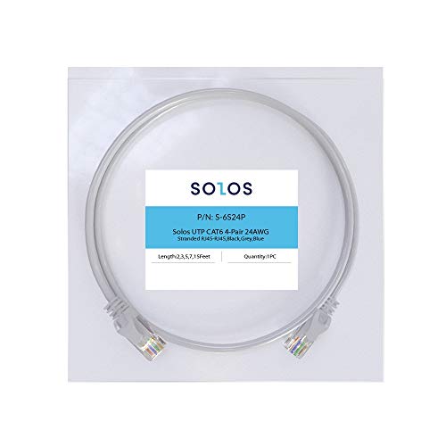 Solos CAT 6 Ethernet Kablosu (5FT) 550MHZ, 10Gbps RJ45 Bilgisayar Ağ Kablosu, Gri