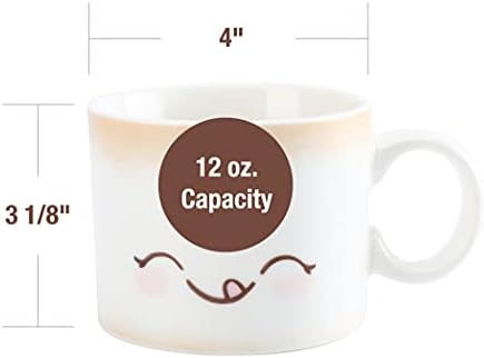 Hatmi Kahve Kupa Seti 4, Tam Boy (12 oz, 4 inç genişliğinde ve 3.2 inç boyunda)