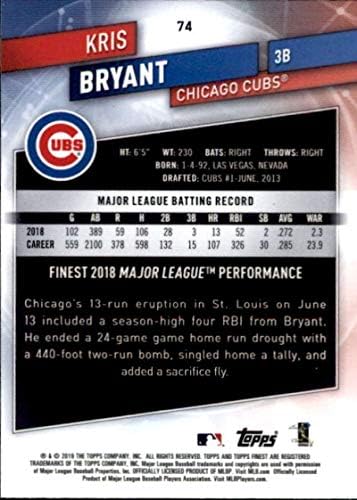 2019 En İyi Beyzbol 74 Kris Bryant Chicago Cubs Resmi MLB Ticaret Kartı Topps