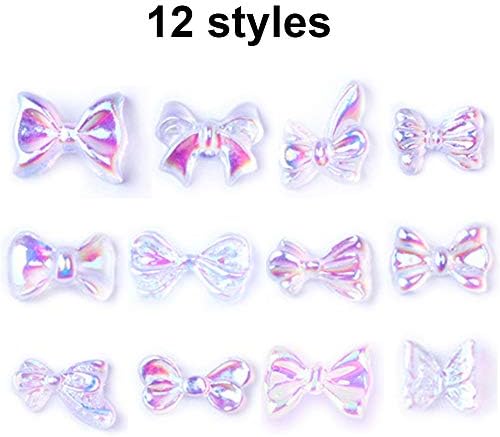 120 adet Yay Tırnak Dekorasyon 3D Charm Çıkartmaları Etiketler Aksesuarları Kristal 12 Stilleri Yay Sparkle Tasarım Tırnak