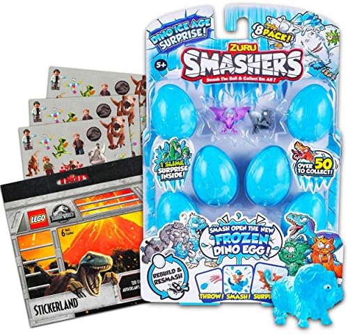 Zuru Smashers Dino Yumurta Serisi 3 oyuncak seti ~ 8 Paket Dinozor yumurtası Sürpriz Oyuncaklar Bonus Çıkartmalar (Dinozor