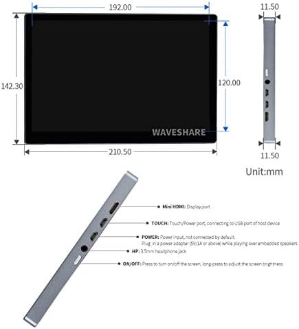 9 inç Kapasitif Dokunmatik Monitör IPS Ekran 2560 × 1600 2K Çözünürlük Ahududu Pi, Jetson Nano, PC dahil olmak üzere Çeşitli