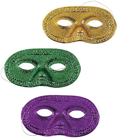 Eğlenceli Ekspres Mardi Gras Glitter Yarım Maskeler (1 Düzine) - Giyim Aksesuarları-12 Adet