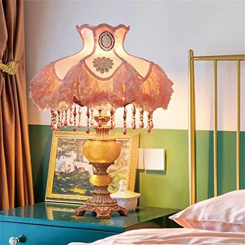 EDİNME Avrupa Reçine Zanaat Masa Lambası Dekoratif Aydınlatma Başucu Lambası Yatak Odası Düğün Saray Kapak Gece Lambası (Renk: