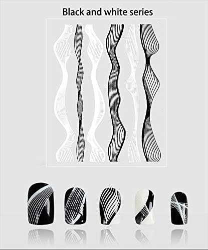 4 Levhalar Metalik Nail Art Sticker 3D Kendinden Yapışkanlı Tırnak Çıkartmaları Tasarım DIY Altın Gümüş Dalga Çizgili Hatları