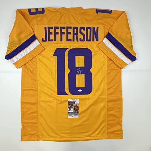 İmzalı / İmzalı Justin Jefferson Minnesota Sarı Futbol Forması JSA COA