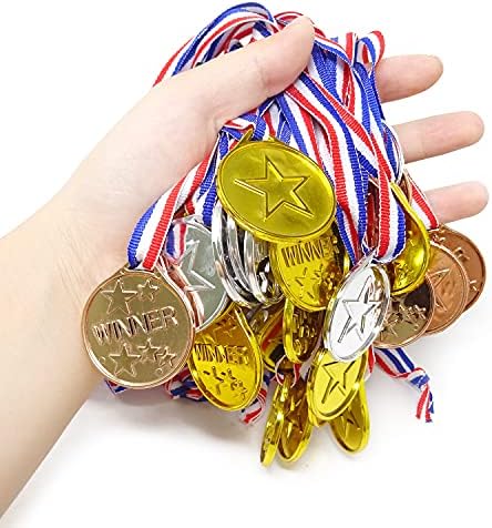 Honbay 36PCS Plastik Kazanan Ödül Madalyaları Partiler, Oyunlar, Spor, Giyinmek ve Daha Fazlası için 3 Renk