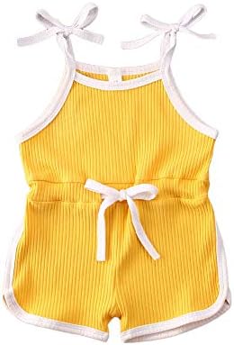 Bebek Bebek Kız Tek Parça Romper, Halter Askı Üst İpli Tulum Katı Bodysuit Yaz Tulum Kıyafetler Giysileri
