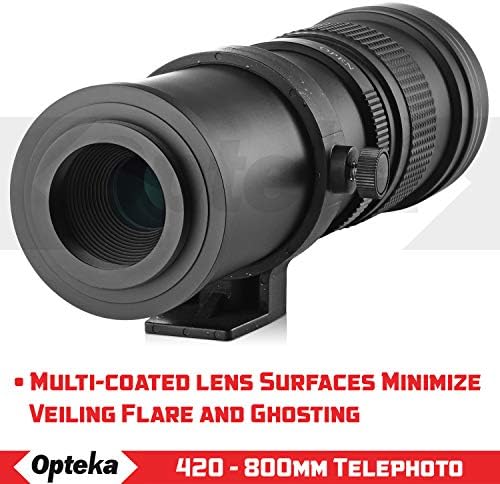 Opteka 420-800mm (w/ 2X - 840-1600mm) f/8.3 HD Telefoto zoom objektifi Sony E-Montaj FE SEL NEX Dijital Kameralar için