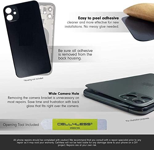 Daha Hızlı Kurulum için iPhone 12 W/Tam Gövdeli Yapıştırıcı, Sökme Aleti ve Geniş Kamera Deliği ile Uyumlu Cell4less Arka Cam